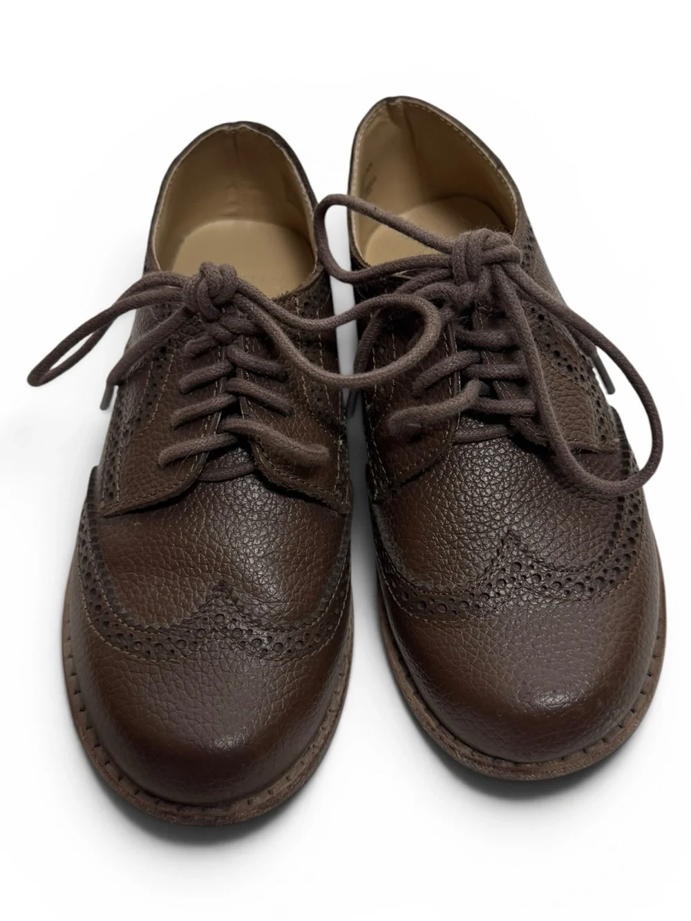 Janie and Jack Boys Leather Wingtip Derby Dress Shoes Brown Size 10 Toddler